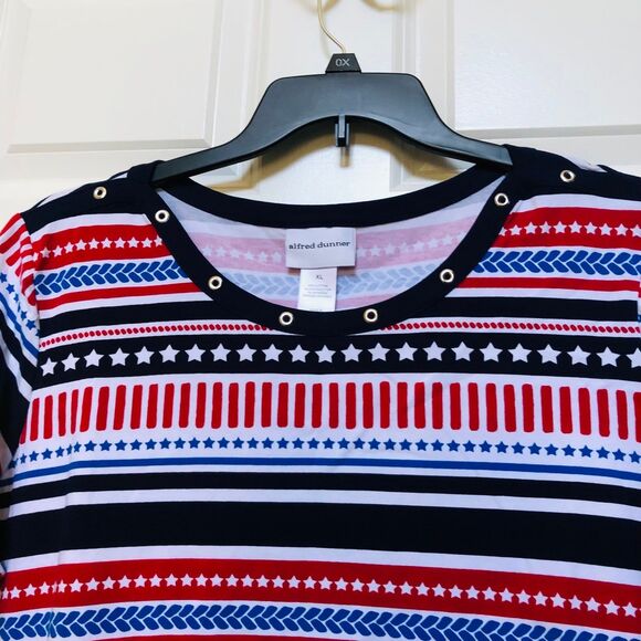 ALFRED DUNNER WOMEN'S TOP SIZE XL STRIPE PATRIOTIC,4 OF JULY, PULL OVER, KNIT - Picture 4 of 6